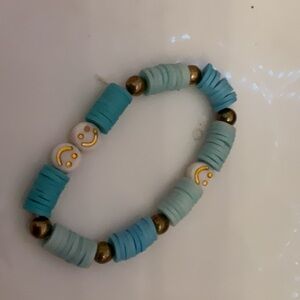 Kids Smiley Bead Bracelet - Blue and Gold